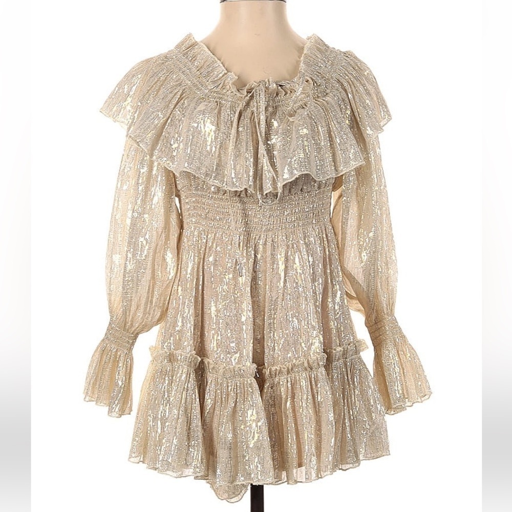 Alice McCall Metallic Ruffle Off‎ the Shoulder Mini Romper - Picture 2 of 9